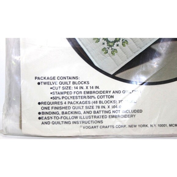 Vogart Crafts Stamped Quilt Blocks No. 8241C Cross Stitch Flower Patch 14" Squar - Picture 2 of 7